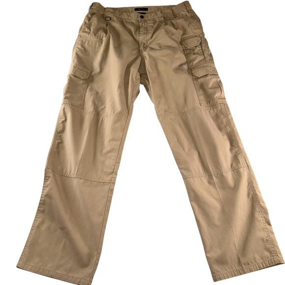 5.11 Tactical Other - 5.11 Tactical Pants Mens 37x34 Beige Cargo Ripstop Elastic Waist Workwear Duty